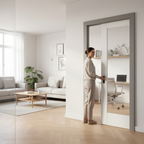 Premium White Primed Internal Pocket Door Set with Ocean Glass Panel for Modern Interiors - Image 2