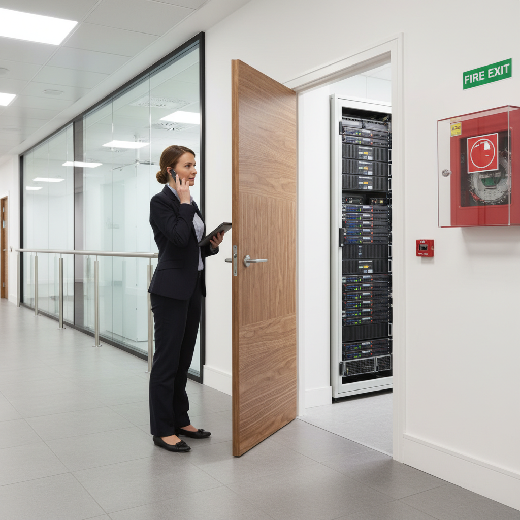 Premium Walnut Fire Door with Engineered Construction, Half Hour Fire Rating, and Solid Core Design ·Perfect for Modern Living Spaces