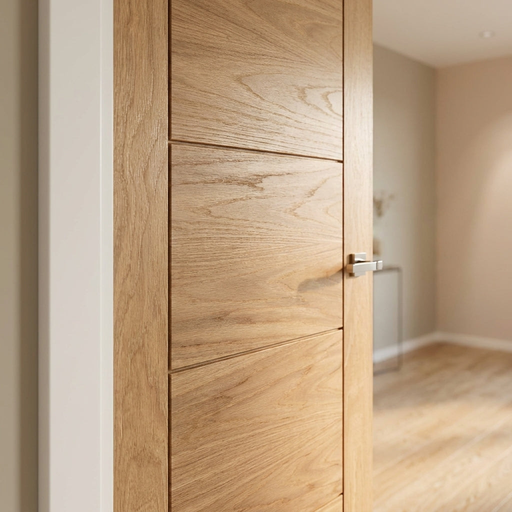 Internal Oak FD30 Fire Door Made-to-Measure Unfinished Solid Core - detail view