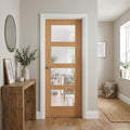 Shaker 4 Light Clear Glass Oak Internal Door Unfinished
