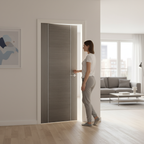 Premium Contemporary Internal Door with Silver Inlay - Chocolate Grey Finish and Engineered Construction for Modern Spaces