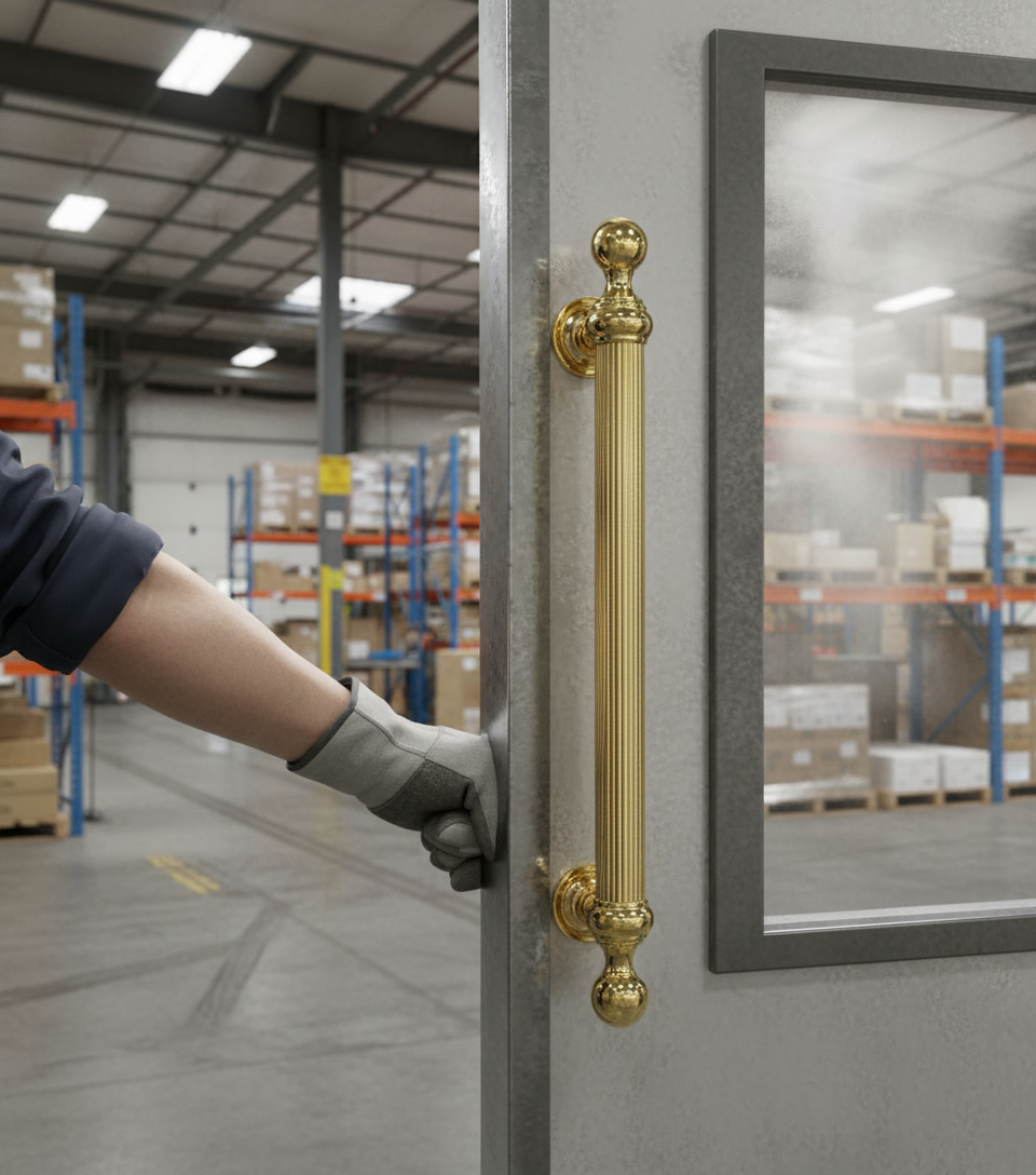 Premium Reeded Grip Pull Handle with Ball Finials for Heavy Duty Use in Commercial and Domestic Settings - 494mm Overall Length