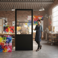 Premium Internal Finished Industrial Studio Pocket Door Set with Clear Glass Panels and Easy Roll Track System
