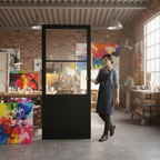 Premium Internal Finished Industrial Studio Pocket Door Set with Clear Glass Panels and Easy Roll Track System
