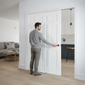 Premium 6 Panel Telescopic Pocket Door System for Modern Spaces, Complete with Wooden Jamb Kit and Maintenance-Free Track