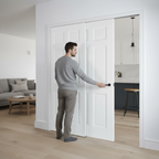 Premium 6 Panel Telescopic Pocket Door System for Modern Spaces, Complete with Wooden Jamb Kit and Maintenance-Free Track