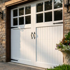 External White Painted Garage Door with 6 Light Obscure Glass Glazing - detail view