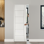 Premium White Flush Pocket Door Set - Space-Saving Design with No Bottom Track and 15-Year Guarantee