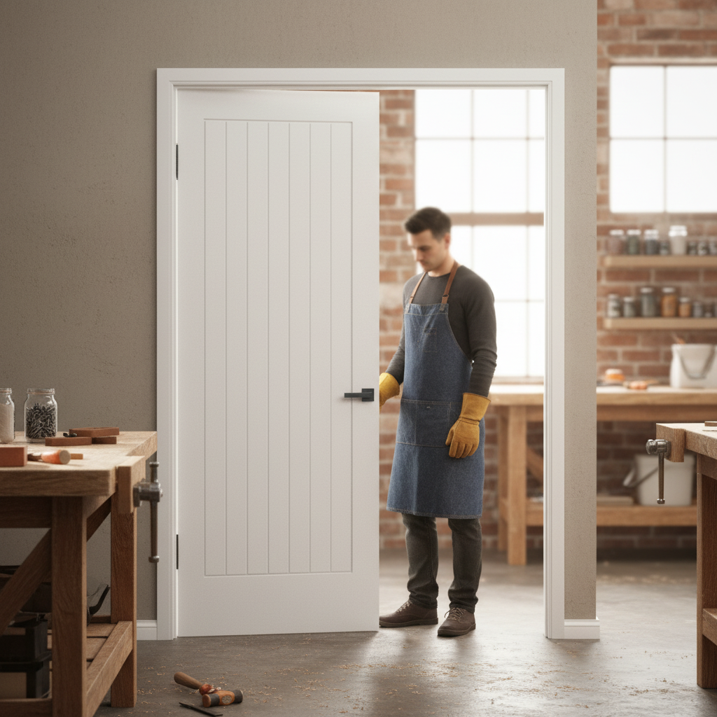 Premium Internal White Primed Cottage 1 Panel Pair Door Set with 35mm Thickness and Elegant Design for Timeless Interiors
