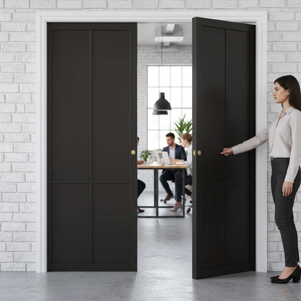 Premium Double Pocket Door System with Galvanised Steel Frame and 35mm Thick Doors