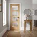 Internal Oak Door Made-to-Measure Fully Finished FD30 with 4 Light Obscure Glass