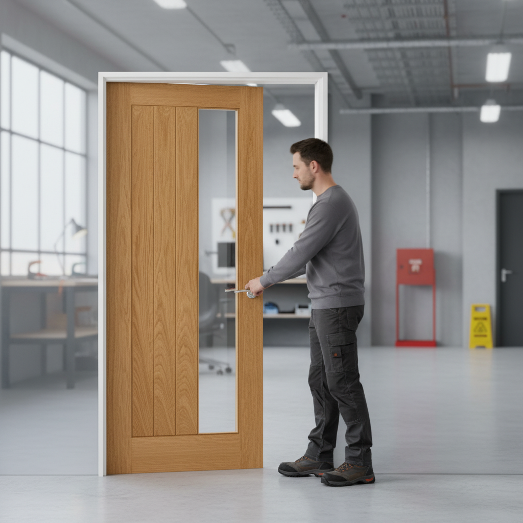 Premium Made-to-Measure FD30 Fire Door with Clear Toughened Safety Glass for Enhanced Home Safety and Style
