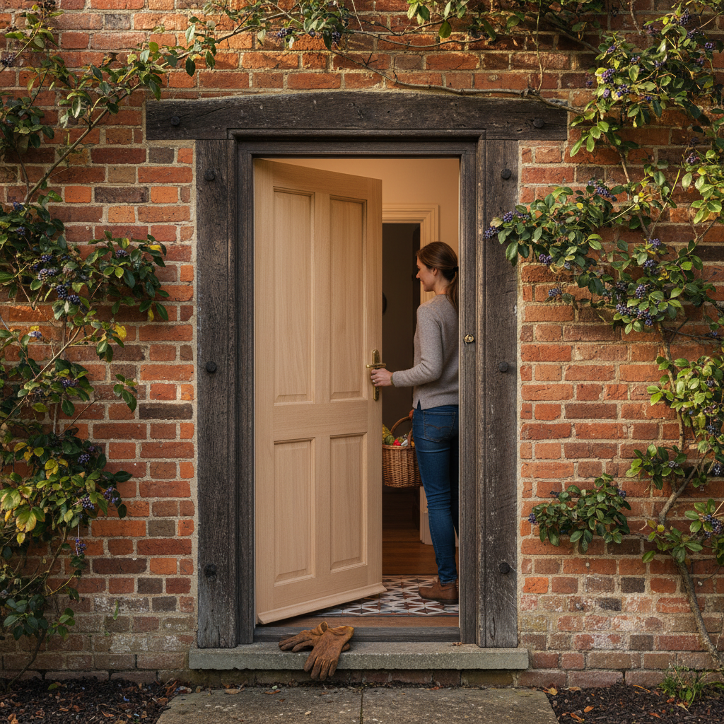 Premium Unfinished Hardwood External 4 Panel Door with Solid Core Construction and Customizable Finish Options - Image 2