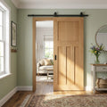 Unfinished Oak Internal Sliding Door 1930's 4 Panel Black Top Mounted