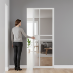 Premium Flush Pocket Door Set with Tinted Glass Panels - Space-Saving Design and Adjustable Features for Modern Interiors