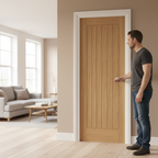 Premium Essential Oak Interior Door with 20mm Lippings and Classic 6-Panel Design for Home Renovations