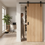 Premium Heavy Duty Face Mounted Sliding Door Set for Wooden Doors up to 100kg with Rustic Finish Options