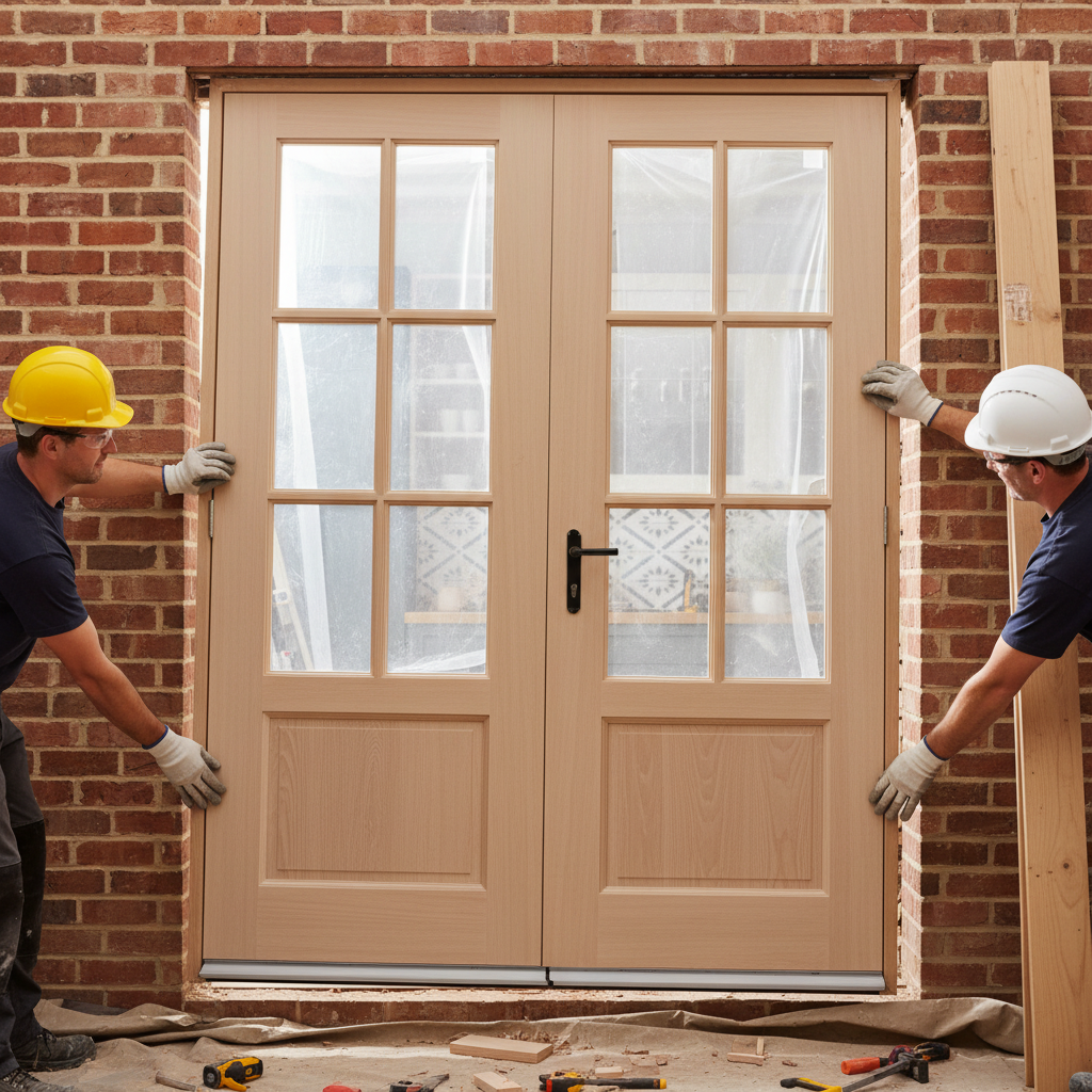 Premium External French Doors with Unglazed Hemlock Panels for Elegant Entrances