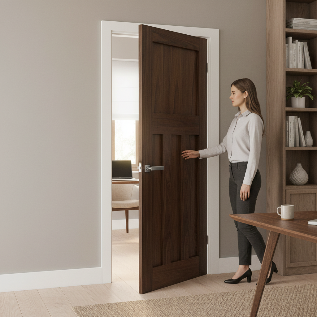 Premium Internal Walnut Fully Finished Door with Solid Core, 4 Panel Design - Ideal for Modern Renovations - Image 2