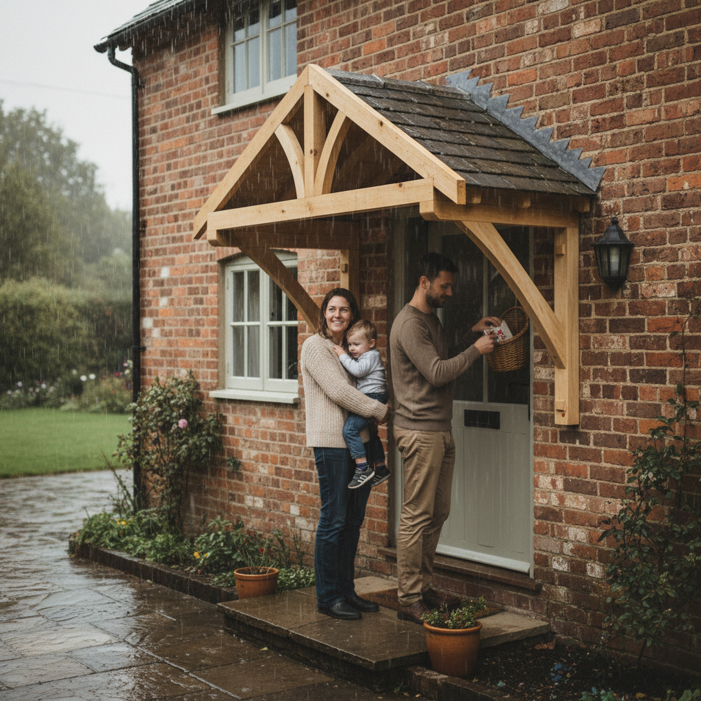 Premium 1200mm Porch Canopy - Durable Pine Construction, Classic Apex Design, and Easy DIY Assembly