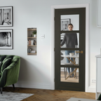 Premium Clear Glazed Door in Smoked Oak Finish - Stylish and Warm Design - High-Quality Professional Grade for Industrial and Commercial Applications