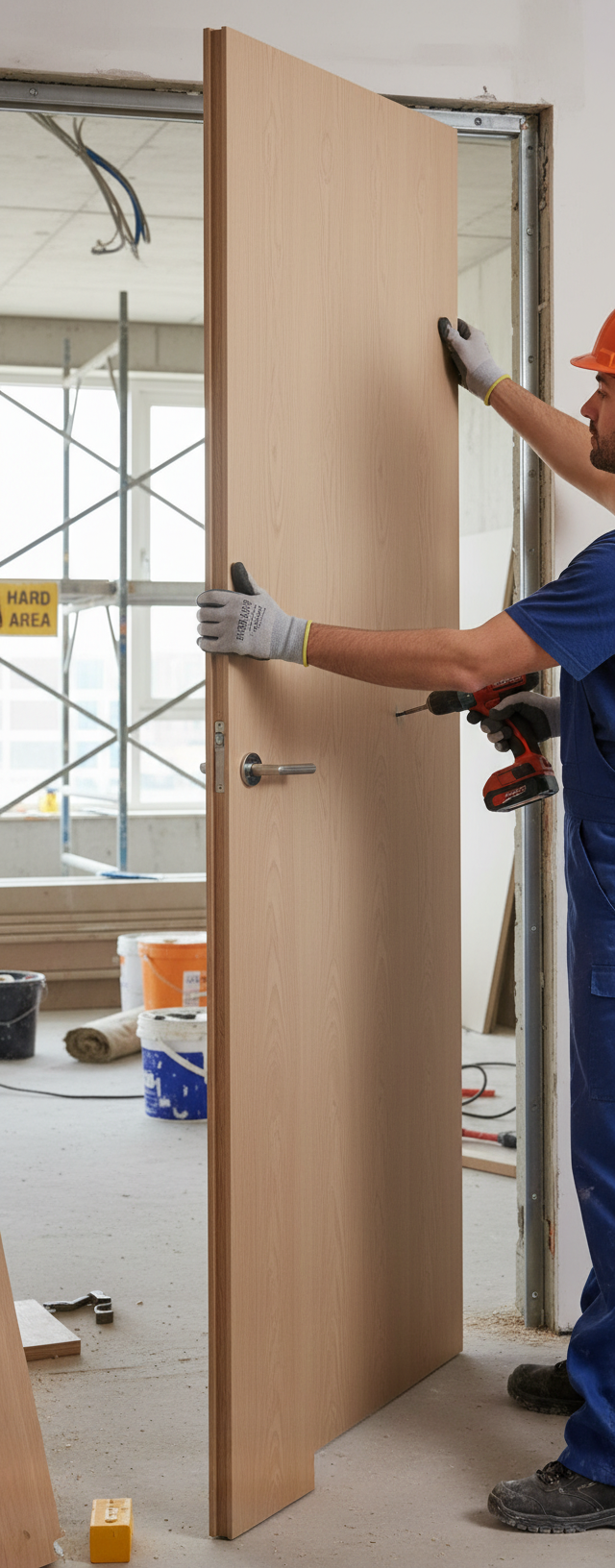 Premium Beech Veneer Flush Fire Door FD30 Certified with Fully Finished Surface - High-Quality Professional Grade for Industrial and Commercial App...