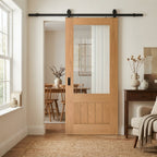 Internal Oak Sliding Door Fully Finished 1 Panel with Obscure Clear Glass