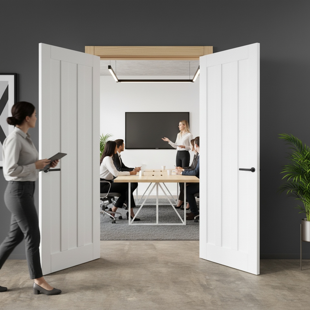 Internal White Primed 3 Panel Pair Door with Durable 35mm Thickness and Professional Installation Kit - Image 2