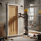 Premium 30's Style Internal Door Crafted from Unfinished White Oak with Rectangular Panels for Custom Finishing