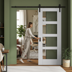 Premium Internal White Primed Shaker 4 Light Clear Glass Sliding Door Set with Smooth Operation and Classic Appeal - Image 2