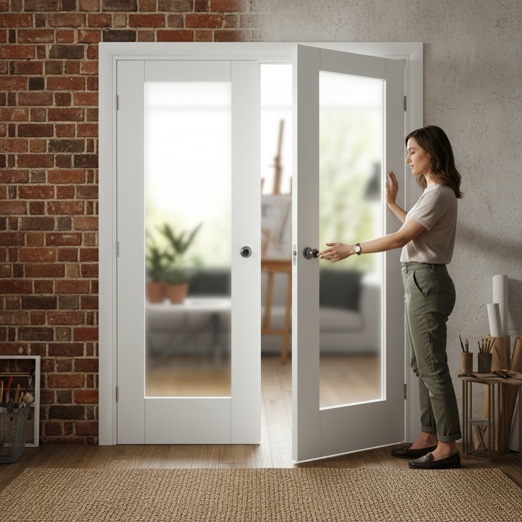 Premium Obscure Glazed Internal Door Pair with Paint N Peel Finish and Pair Maker Compatibility