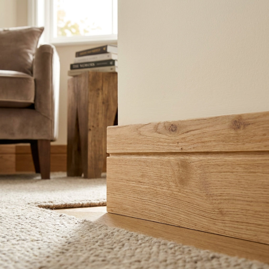 Oak Fully Finished Grooved Shaker Architrave 2100x75x18mm 5 Pack - detail view