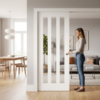 Premium Glazed Pocket Door Set with Galvanized Steel Frame, Adjustable Jambs, and Space-Saving Design for Modern Interiors
