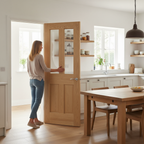 Premium Custom Made Clear Glazed Unfinished Shaker Door with Toughened Safety Glass and A-Grade Oak Veneer
