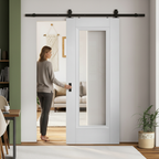 Premium Internal Sliding Door with Clear Glass and Black Steel Track for Modern Interiors