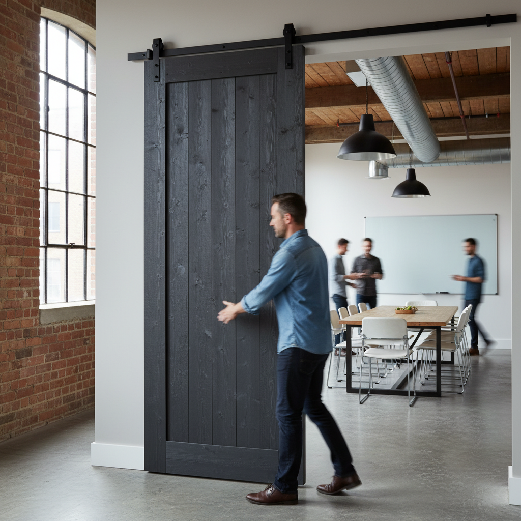 Matt Black Top Hung Sliding Barn Door Track for Doors up to 100kg, 1000mm Width, Ideal for Timber Frames - Image 2