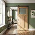 Internal Oak Sliding Door Unfinished 1930's DX 3 Panel 1 Light Obscure Glass