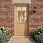 Unfinished External Hardwood Door with 1 Panel and 6 Clear Glass Lights