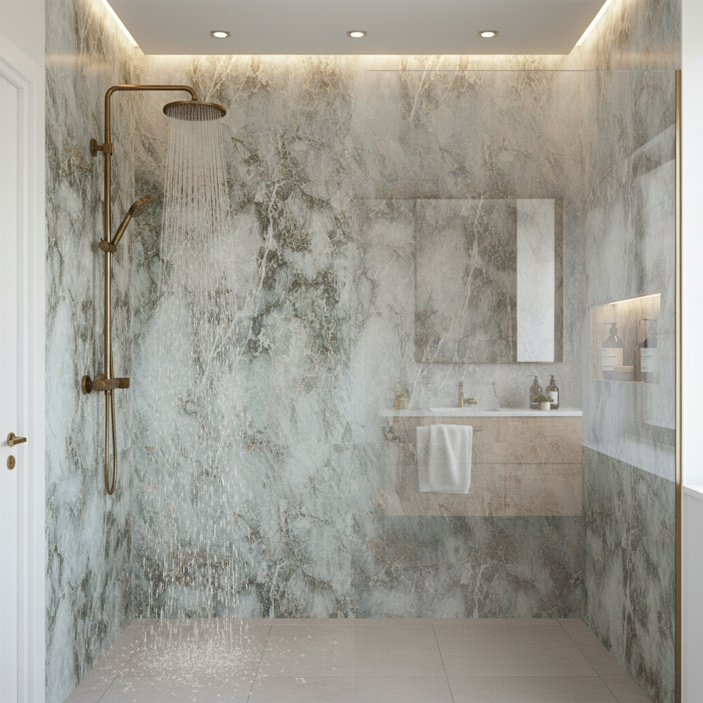 Premium Waterproof Wall Panelling with Neutral Marble Effect - 2420 x 1200mm for Elegant Spaces - Image 2