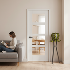 Premium Internal Primed Shaker Door with 4 Clear Glass Panes and Solid Core Construction - Image 2