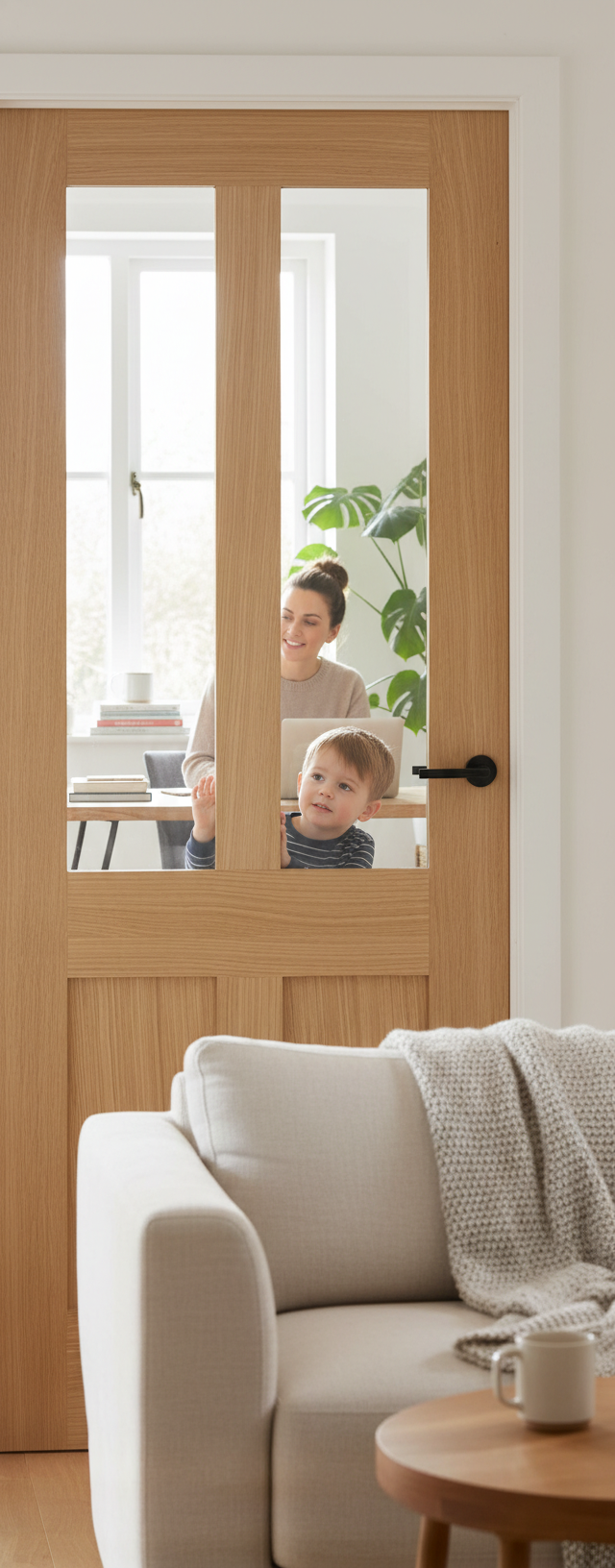 Premium Victorian Shaker Clear Glazed Door with Engineered Construction and A-Grade Oak Veneer for Enhanced Home Decor