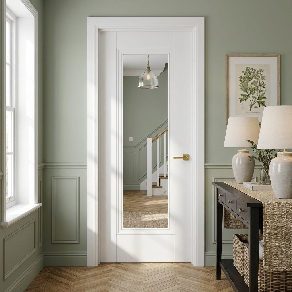 Internal White Door Made-to-Measure Primed Finish with 1 Light Clear Glass