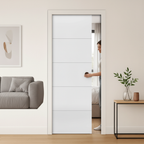 Premium 5 Panel Pocket Door Set with Galvanized Steel Frame, Adjustable Protrusion, and 15-Year Guarantee