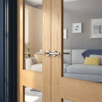 Internal Oak French Door Unfinished with 1 Light Glazing Pattern 10 - detail view