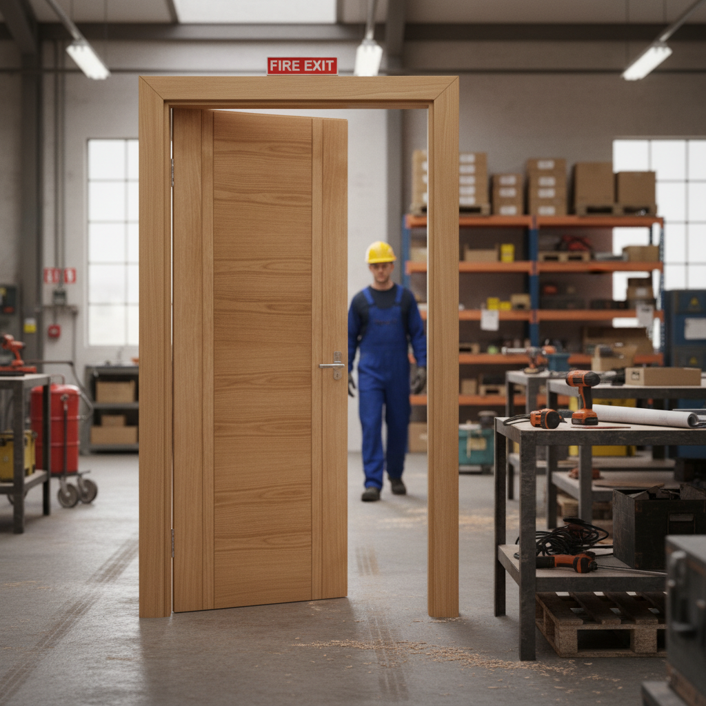 Premium Oak Internal Fire Door FD30 with Dual Grooves and Engineered Construction for Strength and Stability