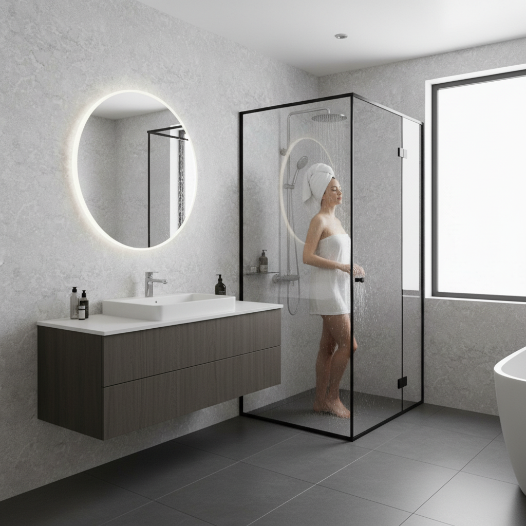 Grey Concrete PVC Waterproof Wall Panelling - Mould-Resistant, Easy to Clean, Ideal for High-Moisture Environments - Image 2