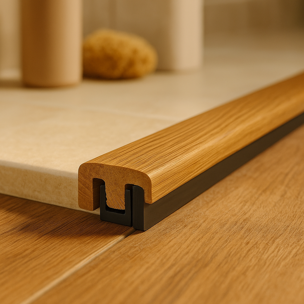 Toffee Oak End Profile Door Bar, 990mm Length - detail view