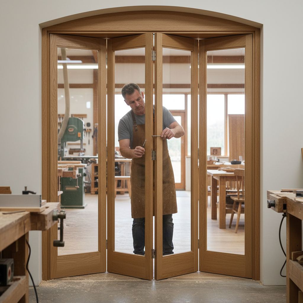 Premium Custom Made Oak Bifold Clear Glazed Doors - Standard and Custom Sizes Available