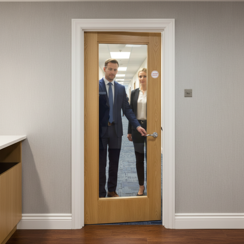 Custom Made Premium 1 Light Internal Oak Clear Glazed FD30 Fire Door - High-Quality Professional Grade for Industrial and Commercial Applications
