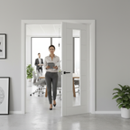 Premium White Glazed Interior Door Pair with Toughened Glass and Solid Core for Enhanced Strength and Stability